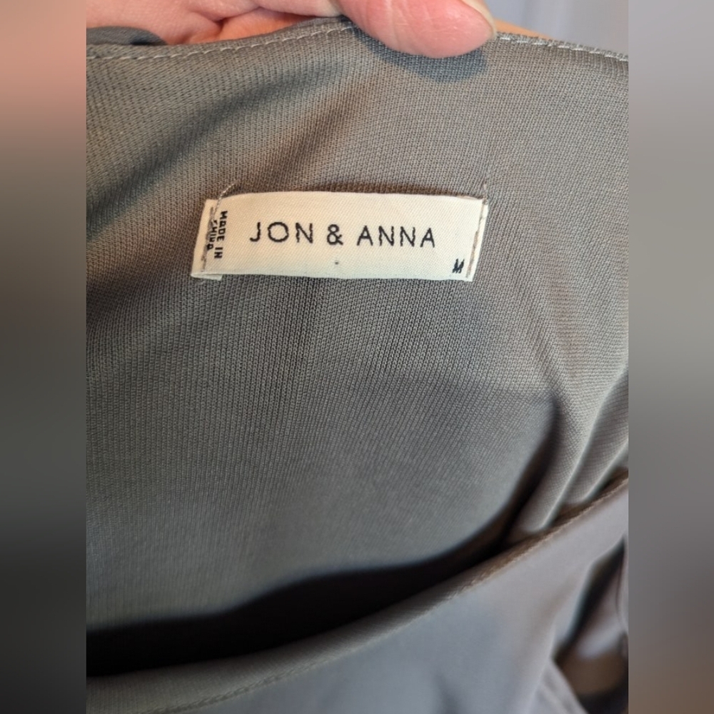 Jon & Anna Womens Dress Medium Neutral Gray Lined Chiffon Cold Shoulder A-line - Picture 5 of 6